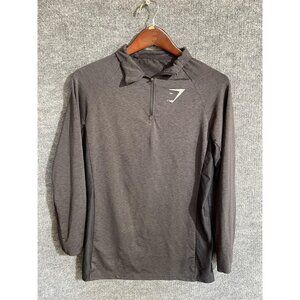 Gymshark 1/4 Zip Shirt Mens Small Gray Long Sleeve Athletic Running Training
